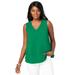 Plus Size Women's Stretch Cotton V-Neck Trapeze Tank by Jessica London in Kelly Green (Size 3X)