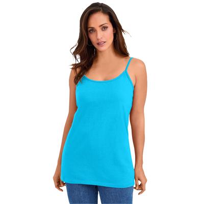 Plus Size Women's Stretch Cotton Cami by Jessica London in Ocean (Size 14/16) Straps