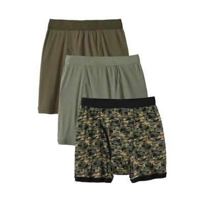 Men's Big & Tall Cotton Boxer Briefs 3-Pack by KingSize in Hunter Camo Pack (Size 2XL)