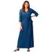 Plus Size Women's Pullover Wrap Knit Maxi Dress by The London Collection in Deep Teal Houndstooth (Size 28 W)