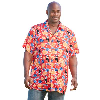 Men's Big & Tall Printed Camp Shirt by KS Island in Tropical Fruit (Size 2XL)