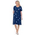 Plus Size Women's Perfect Short-Sleeve Crewneck Tee Dress by Woman Within in Evening Blue Stars (Size M)