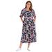 Plus Size Women's Button-Front Essential Dress by Woman Within in Navy Multi Garden (Size S)