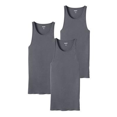 Men's Big & Tall Ribbed Cotton Tank Undershirt 3-Pack by KingSize in Steel (Size XL)