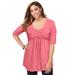 Plus Size Women's Pleated Tunic by Jessica London in Tea Rose (Size 18/20) Long Shirt