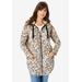Plus Size Women's Fleece Zip Hoodie Jacket by Roaman's in Heather Oatmeal Animal (Size L)