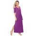Plus Size Women's Ultrasmooth® Fabric Cold-Shoulder Maxi Dress by Roaman's in Purple Magenta (Size 18/20) Long Stretch Jersey