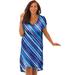 Plus Size Women's High-Low Cover Up by Swim 365 in Blue Watercolor Stripe (Size 30/32) Swimsuit Cover Up