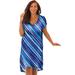 Plus Size Women's High-Low Cover Up by Swim 365 in Blue Watercolor Stripe (Size 38/40) Swimsuit Cover Up
