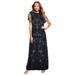 Plus Size Women's Glam Maxi Dress by Roaman's in Black (Size 30 W) Beaded Formal Evening Capelet Gown