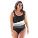 Plus Size Women's Colorblock One-Piece by Swim 365 in Black White Anchor (Size 30) Swimsuit