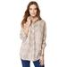 Plus Size Women's Long-Sleeve Kate Big Shirt by Roaman's in Brown Sugar Layered Animal (Size 18 W) Button Down Shirt Blouse