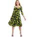 Plus Size Women's Sweetheart Swing Dress by June+Vie in Navy Silhouette Floral (Size 18/20)