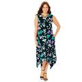 Plus Size Women's AnyWear Reversible Criss-Cross V-Neck Maxi Dress by Catherines in Black Leaf Floral (Size 4X)