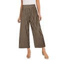 Plus Size Women's Stretch Knit Wide Leg Crop Pant by The London Collection in Black Khaki Houndstooth (Size 22/24) Pants