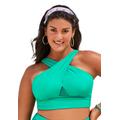 Plus Size Women's Longline High Neck Bikini Top by Swimsuits For All in Emerald (Size 24)