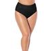 Plus Size Women's Side Knot Drape Overlay High Waist Bikini Brief by Swimsuits For All in Black (Size 10)