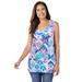 Plus Size Women's High-Low Tank by Woman Within in White Multi Batik (Size 3X) Top