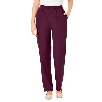 Plus Size Women's Hassle Free Woven Pant by Woman Within in Deep Claret (Size 34 WP)