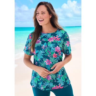 Plus Size Women's The Swim Tee by Swim 365 in Mediterranean Floral (Size 26/28) Rash Guard