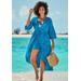 Plus Size Women's Taylor Open Front Kimono by Swimsuits For All in Mediterranean Palms (Size 22/24)