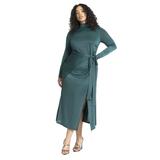 Plus Size Women's Funnel Neck Midi Dress by ELOQUII in Rainforest Green (Size 20)