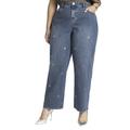 Plus Size Women's High Rise Loose Grommet Jean by ELOQUII in Medium Wash (Size 16)