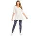 Plus Size Women's Elbow Sleeve V-Neck Fit and Flare Tunic by Woman Within in White (Size M)