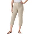 Plus Size Women's Perfect 5-Pocket Relaxed Capri With Back Elastic by Woman Within in Natural Khaki (Size 18 W)