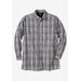 Men's Big & Tall Long-sleeve pocket sport shirt by KingSize in Black Plaid (Size 2XL)