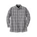 Men's Big & Tall Long-sleeve pocket sport shirt by KingSize in Black Plaid (Size 6XL)