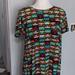 Lularoe Dresses | Lularoe Julia Dress Size M Shift Cotton Cassette Tape Women's Jersey Knit | Color: Green/Red | Size: M