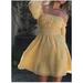 Anthropologie Dresses | Hutch Anthro Palmer Yellow Chiffon Faces Mini Dress On Off Shoulder Size Medium | Color: Yellow | Size: M