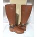 Michael Kors Shoes | Michael Kors Rory Knee High Riding Boots Mk Logo Embossed Strap Luggage Size 7 | Color: Brown | Size: 7