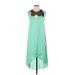 BCBGMAXAZRIA Cocktail Dress - High/Low Crew Neck Sleeveless: Green Solid Dresses - Women's Size X-Small