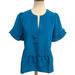 Michael Kors Tops | Michael Kors Women's Short Ruffle Sleeve Teal Blue V-Neck Blouse Size S | Color: Blue | Size: S