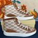 Michael Kors Shoes | Michael Kors Shea Mid High Top Mk Outline Jqd 49s3shfesy Womens Lt Crm Multi | Color: Brown/Tan | Size: 10