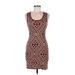 Stiletto's Casual Dress - Mini: Burgundy Jacquard Dresses - Women's Size Medium