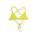 Blue Life Swimsuit Top Yellow Print V-Neck Swimwear - Women's Size Small