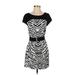 Express Casual Dress - Mini Scoop Neck Short sleeves: Black Color Block Dresses - Women's Size X-Small