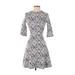 Zara Casual Dress - A-Line High Neck 3/4 sleeves: Blue Dresses - Women's Size X-Small