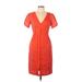 J. Mendel Casual Dress - Party V Neck Short sleeves: Orange Print Dresses - Women's Size 10