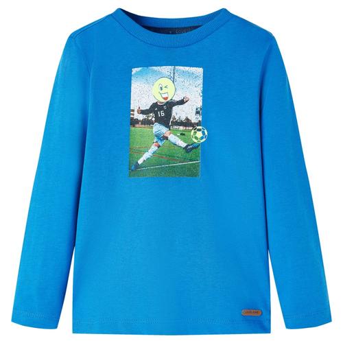 vidaXL Kinder-Langarmshirt mit Fußballspieler-Aufdruck Kobaltblau 92