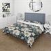 Designart "Grey And White Blossoms Orchid Lovely VI" Green Cottage Bedding Cover Set With 2 Shams