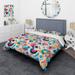 Designart "Pink And Blue Midcentury Trendy Patterns I" Blue Modern Bedding Set With Shams