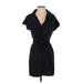 Noisy May Casual Dress - Mini V Neck Short sleeves: Black Print Dresses - Women's Size X-Small