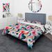 Designart "Pink And Blue Popart Trendy Patterns II" Blue Modern Bedding Set With Shams