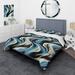 Designart "Black And Blue Zebra Stripes" Black Modern Bedding Cover Set With 2 Shams