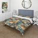 Designart "Rustic Modern Cubic Farmhouse Planks" Brown Abstract Bedding Cover Set With 2 Shams