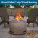 20.5" Round Smokeless Fire Pit Stackstone Look Stainless Steel Top & TerraFab Base Wood Burning for Outdoor Patio Garden - N/A